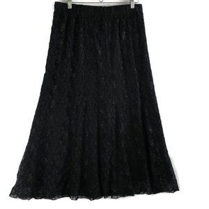 Peck & Peck SZ L Black Lace Maxi Skirt Full
